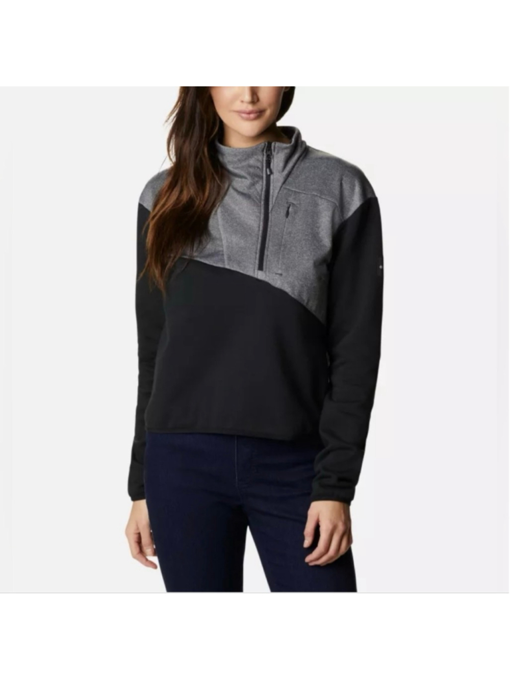 Columbia Lodge Hybrid Pullover Women's Black Gray XL - Picture 2 of 5